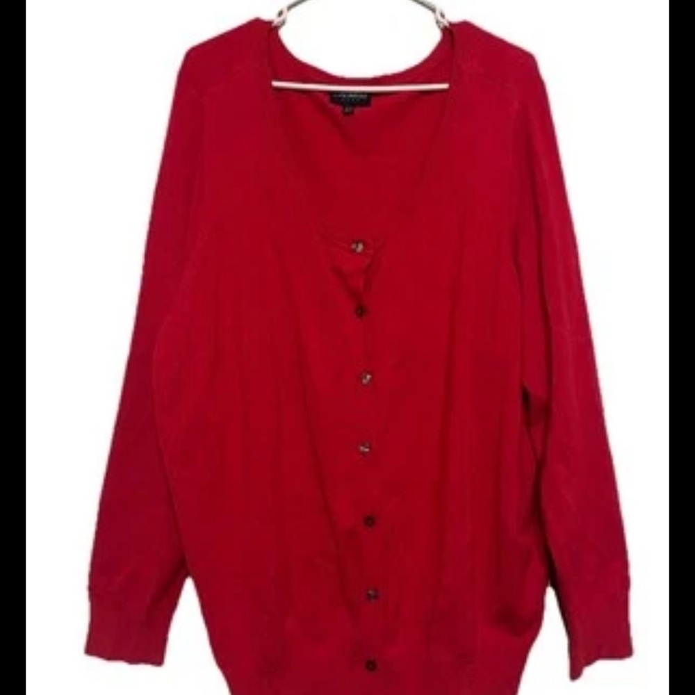 Lane Bryant Women's Red Button-Up Cardigan Sweater size 3X